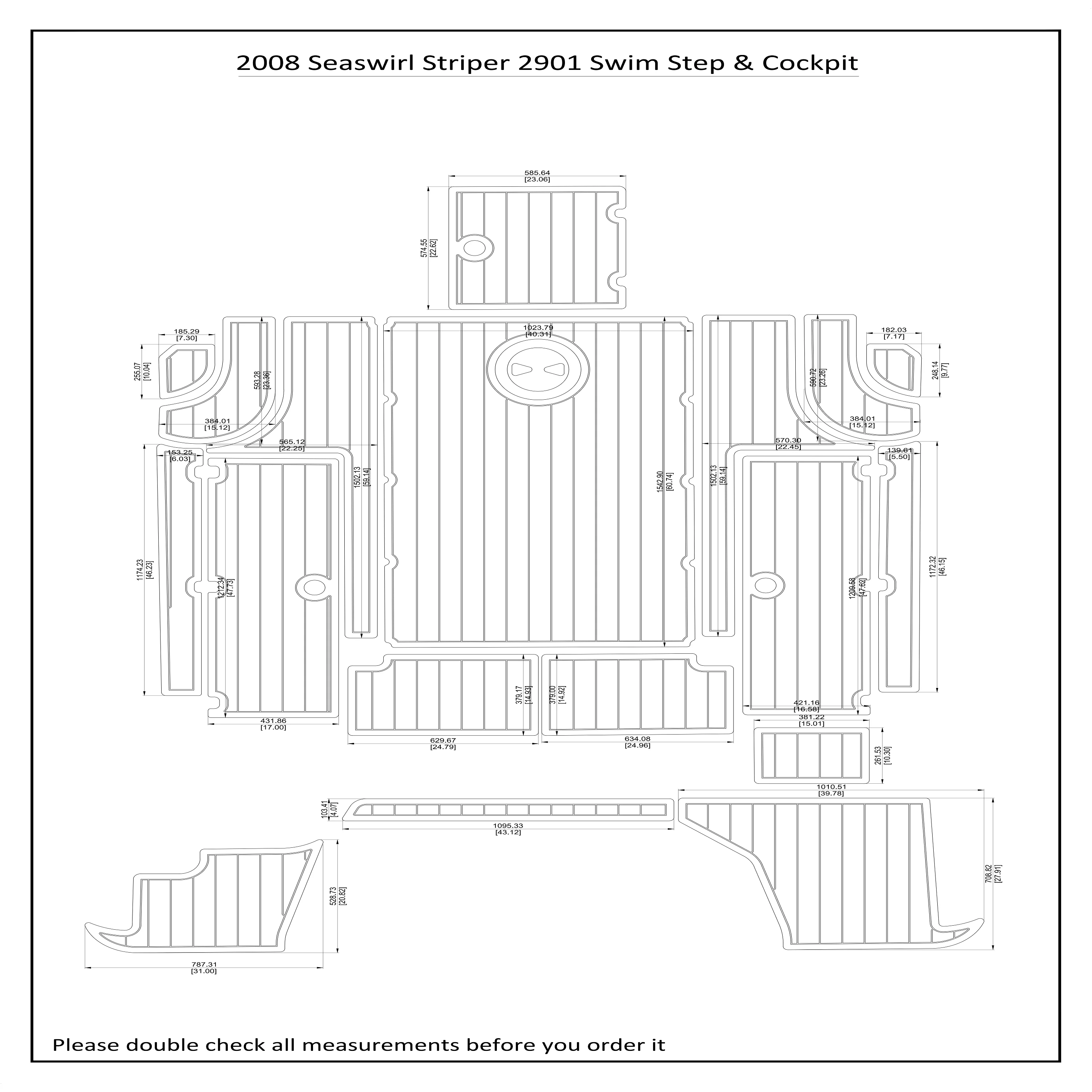 2008 Seaswirl Striper 2901 Swim Step Cockpit EVA Faux Teak Deck Floor Pad