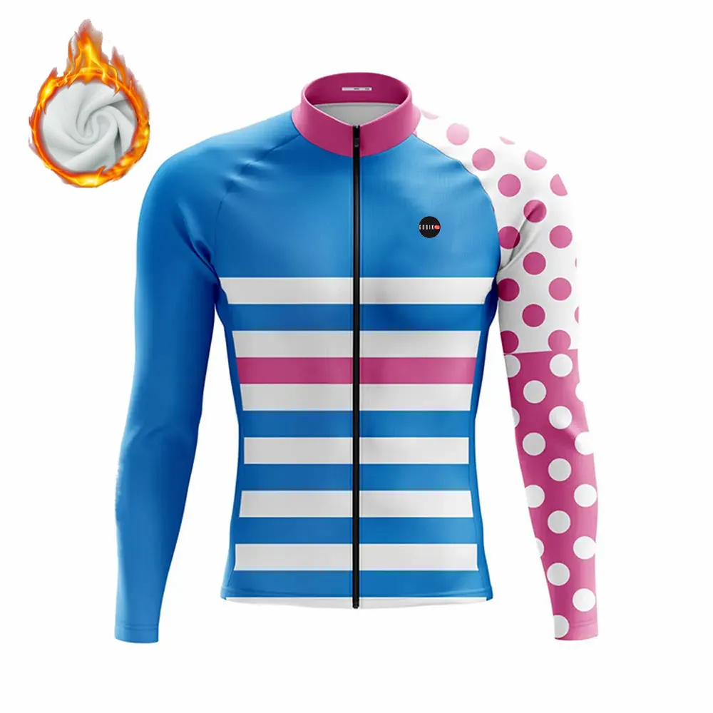 Vestes de cyclisme d'hiver à manches longues pour hommes, maillot de vélo thermique Smile, veste de course, chemises de vélo de route