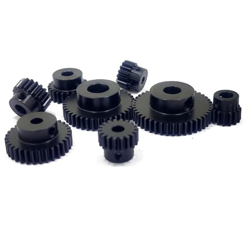 1.5M Spur Gear with 12T-50T Boss Thickness 12mm Set Screw Finished Bore 5-25mm Black Oxide Unquenched for Mechanical Application