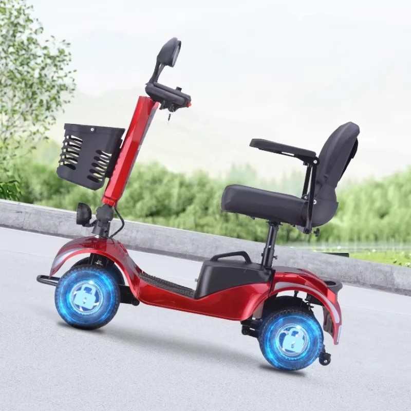 

Elderly scooter four-wheel electric disabled household double folding battery power