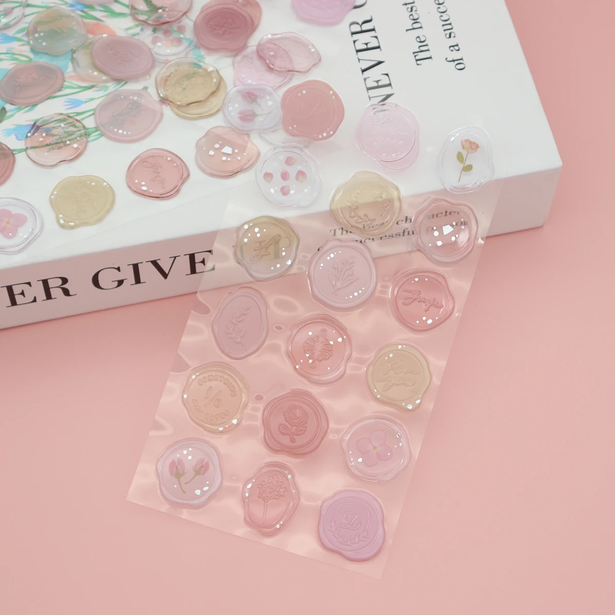 DIY Flower Imitation Fire Paint Seal Sticker Ins Style Hand Account Envelope Sealing Sticker Guka Decorative Sticker 18 Pieces