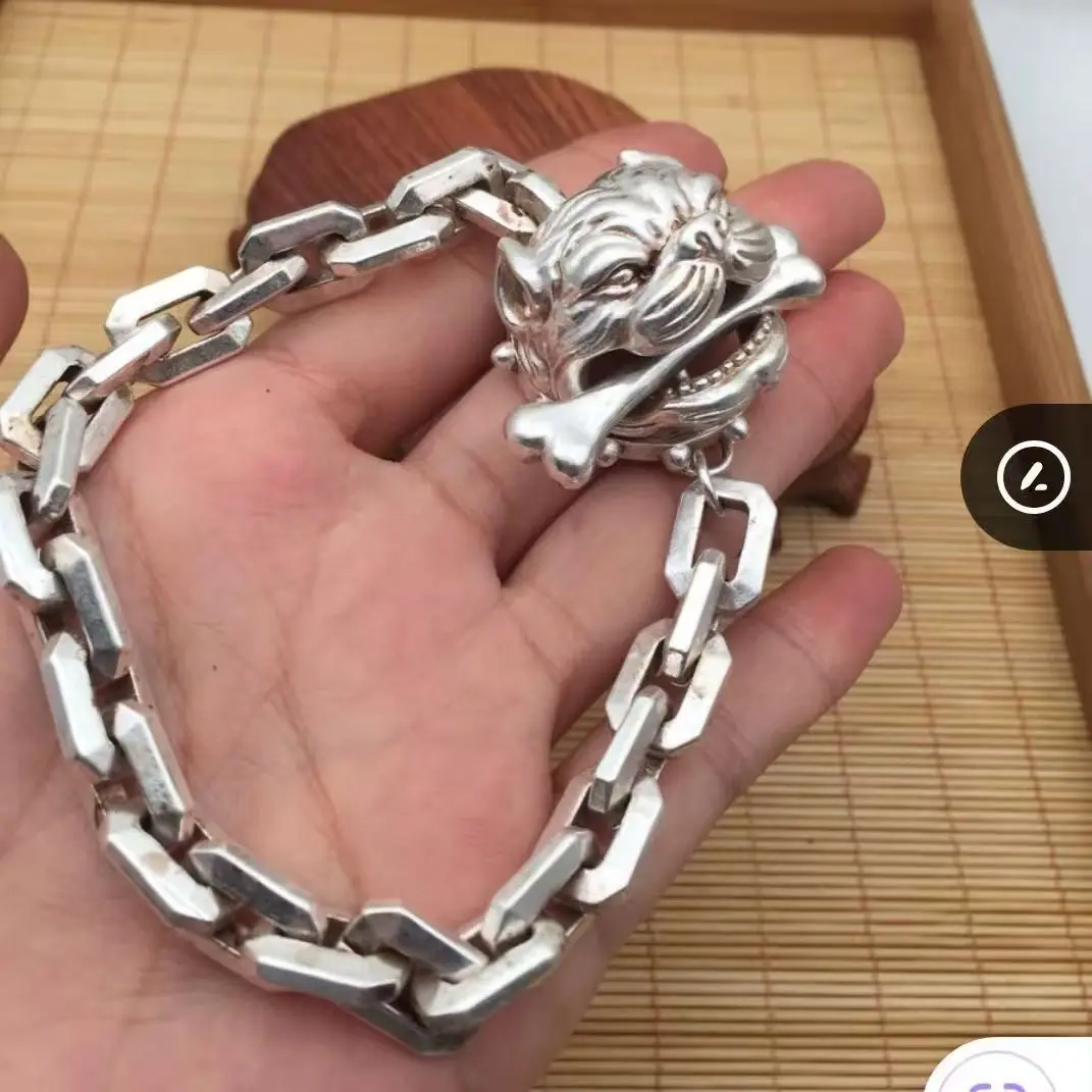 

Tibetan Silver Inlaid Ward Off Evil Lion Bracelet Fashion Bangles Personality Jewelry Exquisite Men Women Couple Gift