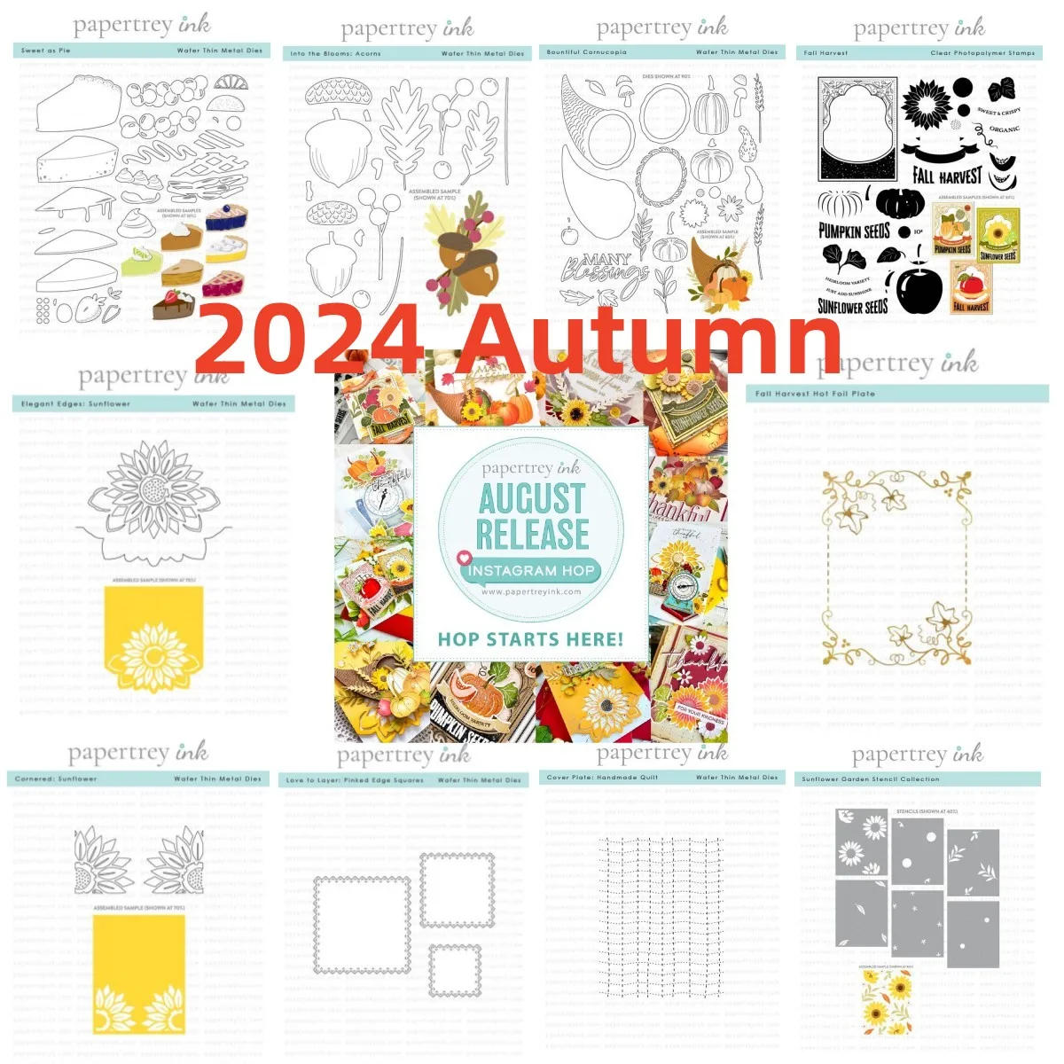 

2024 Autumn Flower Pumpkin Acorns Plate Sunflower Stencil Metal Cutting Dies Clear Stamps Hot Foil For DIY Decorating Card Craft