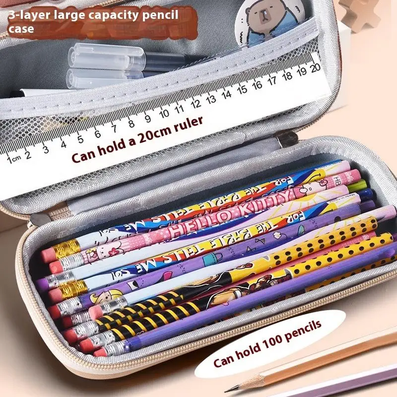 3D Cute Capybara Pencil Case Drop Resistant Waterproof Storage Box Hard Shell Decompression Pen Bag Student School Supplies