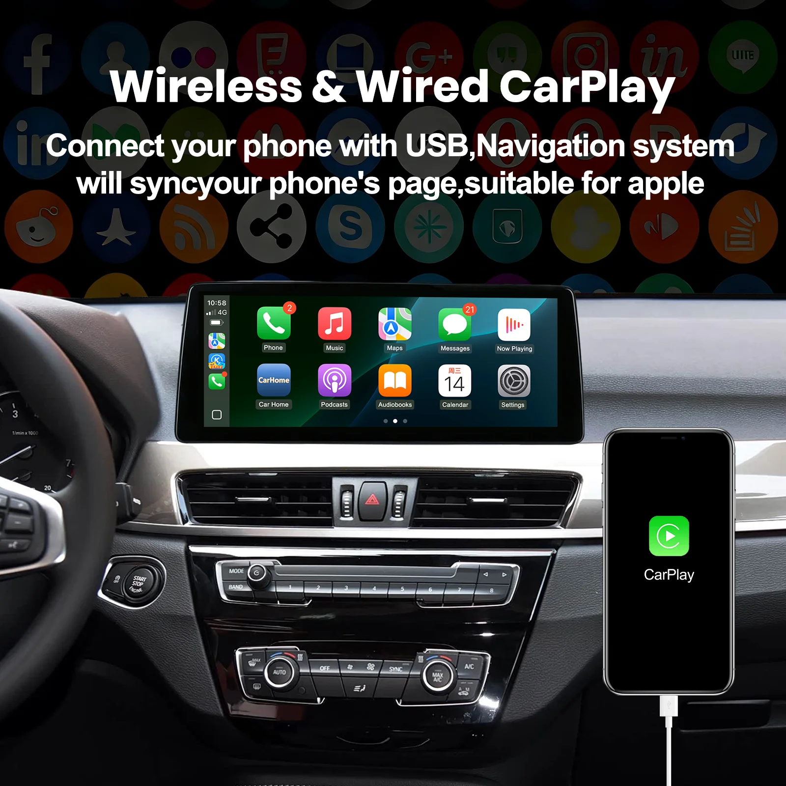 12.6 inch Ultra Wide Linux Screen Upgrade For BMW 5 Series E60 2006-2010 CCC F10 2011-2012 CIC 2013-2017 NBT Carplay Android view 5