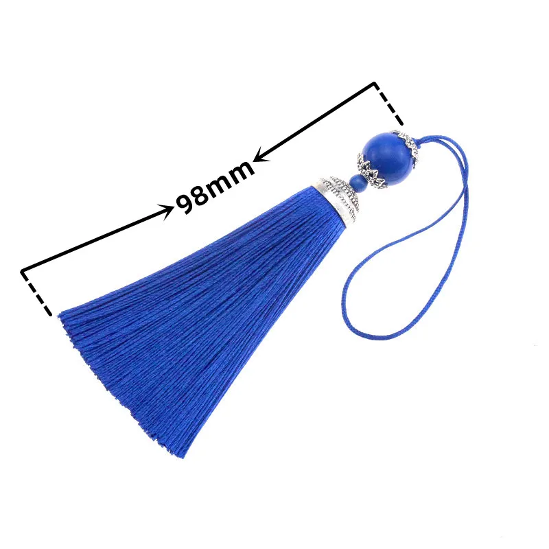 2Pcs 98mm Silk Tassel Fringe Brush Hanging Rope Beads Tassel Fringe Trim Pendant For Curtains Embellish Jewelry DIY Home Decor