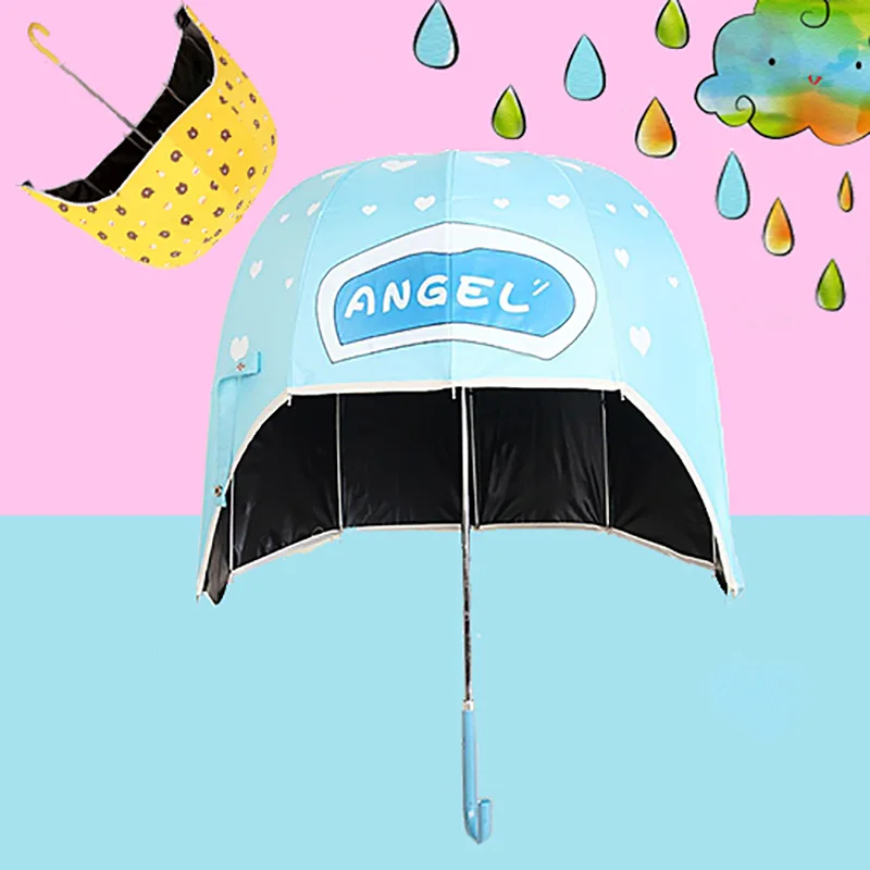 Cute Helmet Hat Umbrella Parent-child Creative Net Red Sunscreen UV Long Handle Umbrella Windproof Sunny and Rainy Paraplu SY298