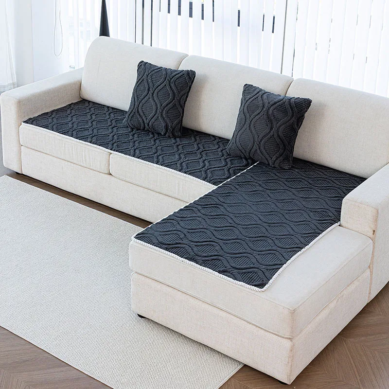 Nordic Solid Double Arc Sofa Cushion Simple Comfortable Warm Couch Covers for Office Skin-Friendly Soft Versatile Home Textile