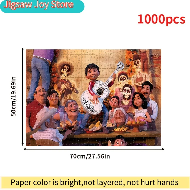 1000 pièces de puzzles en mosaïque faits à la main avec des personnages de dessins animés de 'Coco', parfaits pour le Jour des Morts et Halloween. Ces