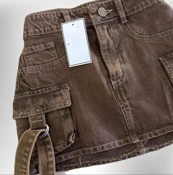 Falda vaquera americana Y2K para mujer, ajustada con múltiples bolsillos minifalda, estilo Harajuku, informal, versátil y Sexy, ropa de calle, 2024
