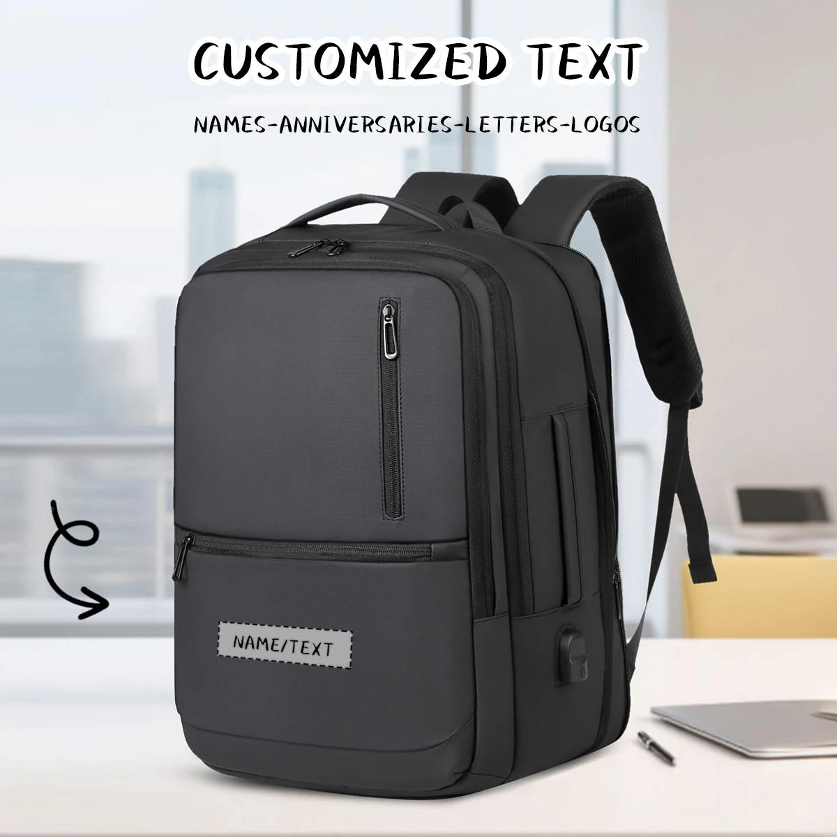 

Customized Logo Backpack for Men, Large Capacity High School Student Backpack, 2026 New Model, Business Travel Laptop Bag, Men's School Bag, Personalized DIY