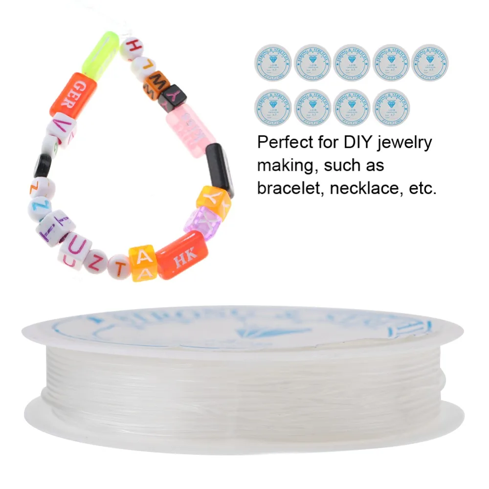 

10 шт. 0,7/0,4/0,5/0,6/1,0 мм эластичная веревка с кристаллами, прозрачный цвет, материал ТПУ, эластичная веревка для браслета