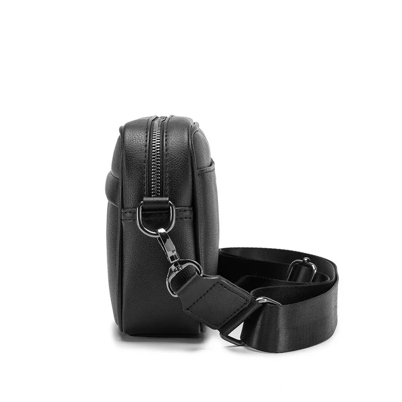 Fashion PU Leather Men\'s Crossbody Bag Business Men Shoulder Bags Solid Black Messenger Bag Male Short Trip Sling Bag Handbag