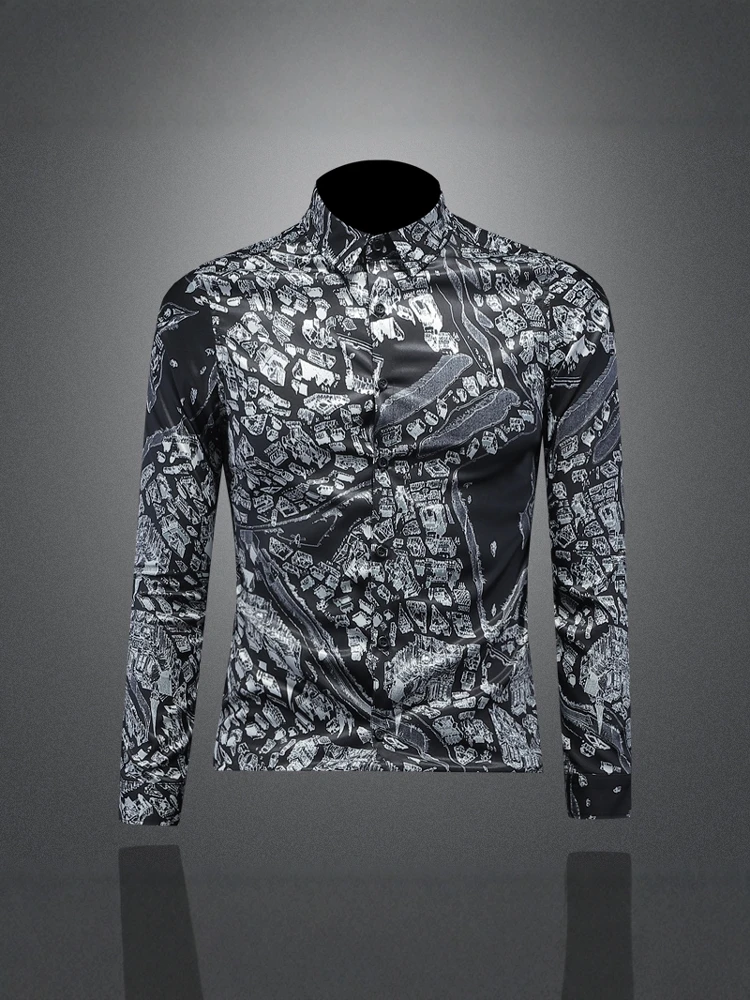 

Casual Large Size Men's Long Sve irt Trendy Spring Autumn New Sle Casual Haome irt Polyester Fiber Non-iron Proce...