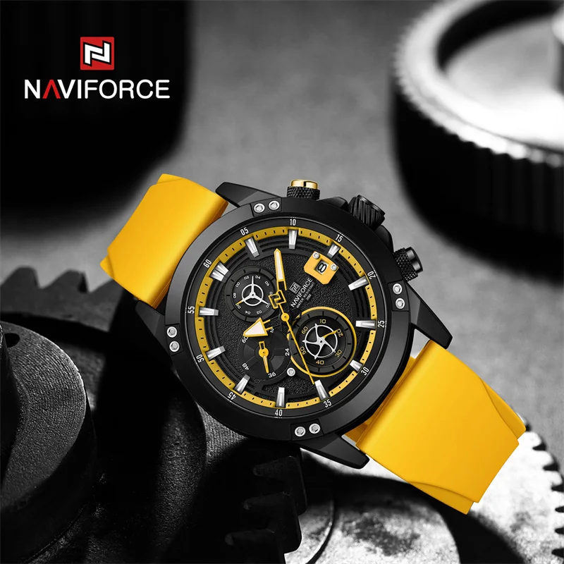 NAVIFORCE 2024 Men\'s Watches Fashion Casual Chronograph Quartz Wristwatch Military Silicone Strap Waterproof Clock Reloj Hombre