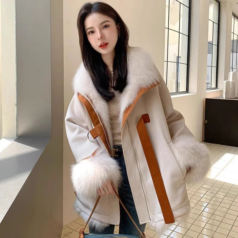 Environmentally Friendly Imitation fox fur Grass Inner Lining pie Overcomes Women\'s 2024 Winter Loose Medium Long Female Jacket