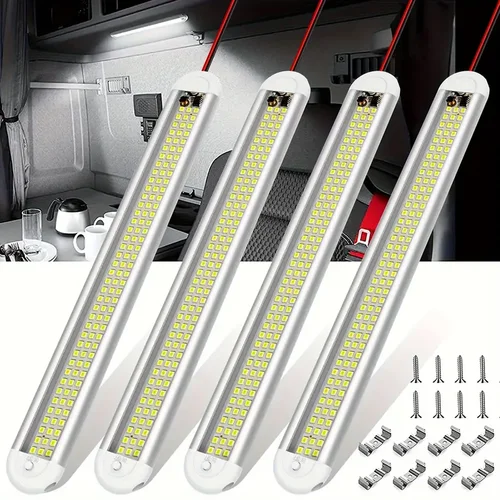 Imagen 1 del producto Barra de luz LED Interior de 12V y 24V, tira de 120LED, lámpara para maletero para remolque de carga cerrado, coche, RV, furgoneta, camión, Camper, caravana, 4 Uds.