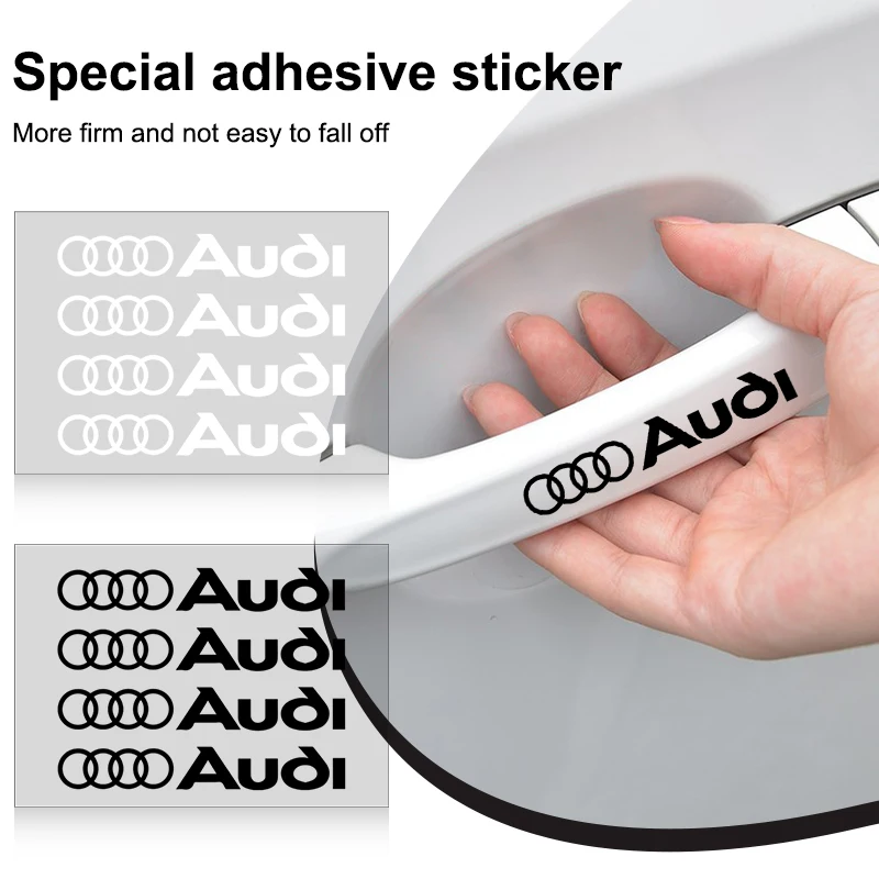 

4Pcs Car Door Handle Stickers Tire Rear View Mirror Decals for Audi Sline S5 S6 S7 B6 A6 C7 C6 B7 Q5 Q7 S4 S8 TT TTS A4 B8 A3