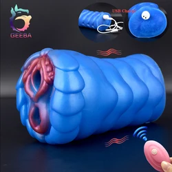 GEEBA New Male Vibraing Masturbator Fantasy Dragon Masturbation Cup With Vibration Adult Sex Toys Realistic Vagina Pocket Pussy