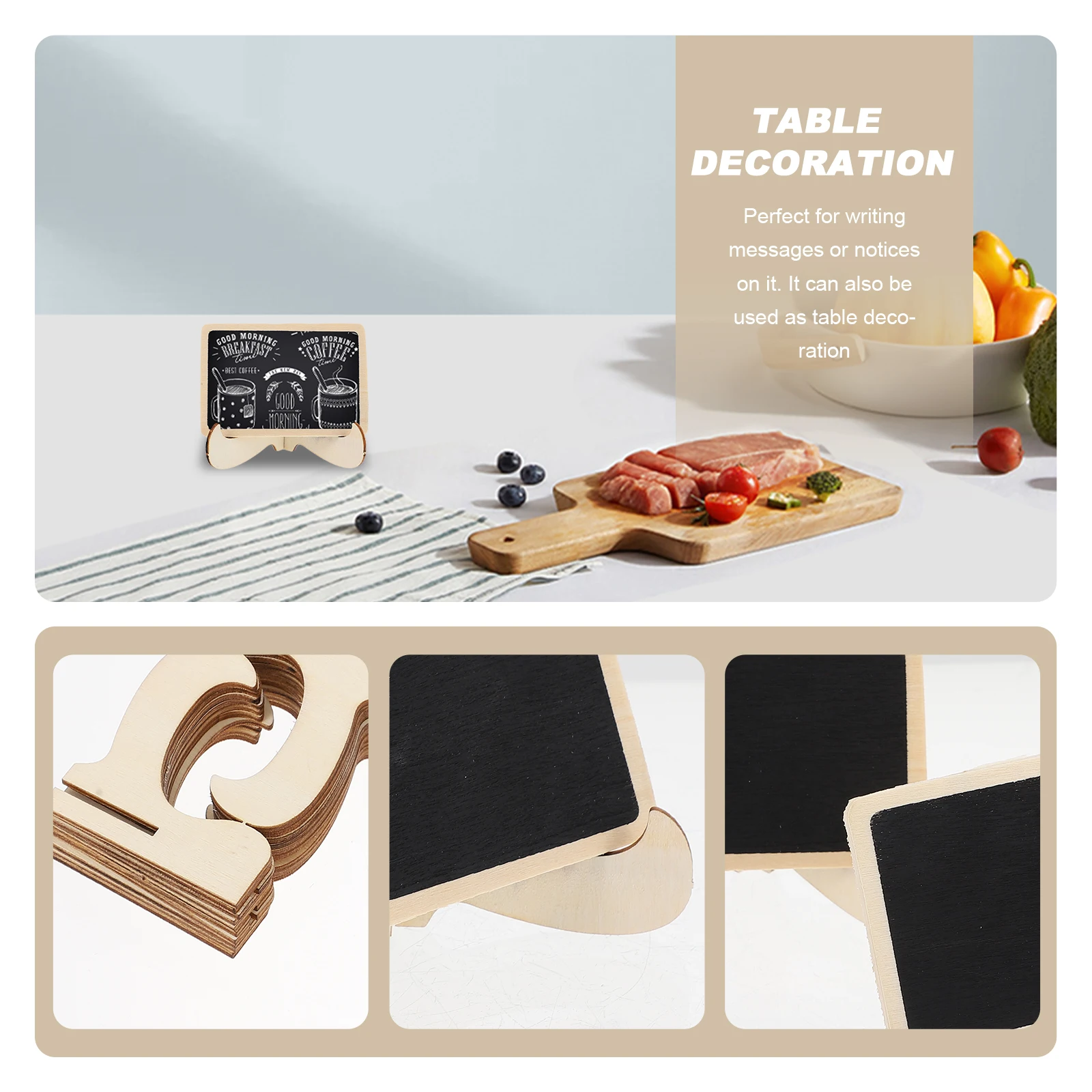 

10 Pcs Desktop Blackboard Dry Erase Decor Mini Chalk Wood Table Chalkboard Wooden Wedding Office