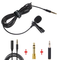 1.5M Lavalier Microphone 3.5MM 6.5MM Jack Lapel Mic Condenser Microphone 2M Extension Cable Adapter for Phone Camera Computer