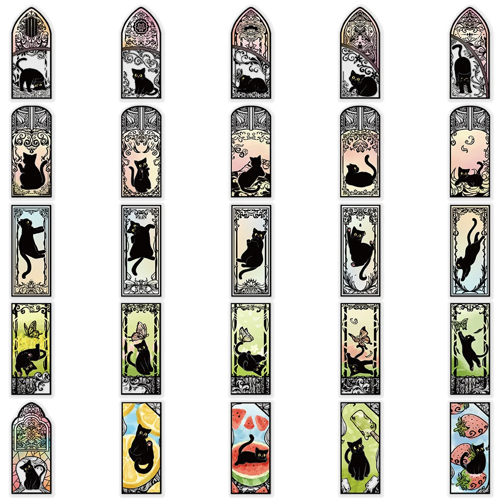10/30/50 Uds. Pegatinas transparentes de gato negro, calcomanías de grafiti creativas de dibujos animados, cuaderno DIY, teléfono, equipaje, paquete de pegatinas Kawaii