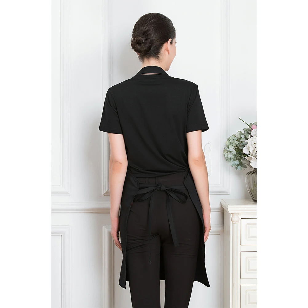 

Canvas Halter Adjustable Kitchen Apron With Pocket For Cooking Baking Gardening Restaurant Hotel Barbecue Black