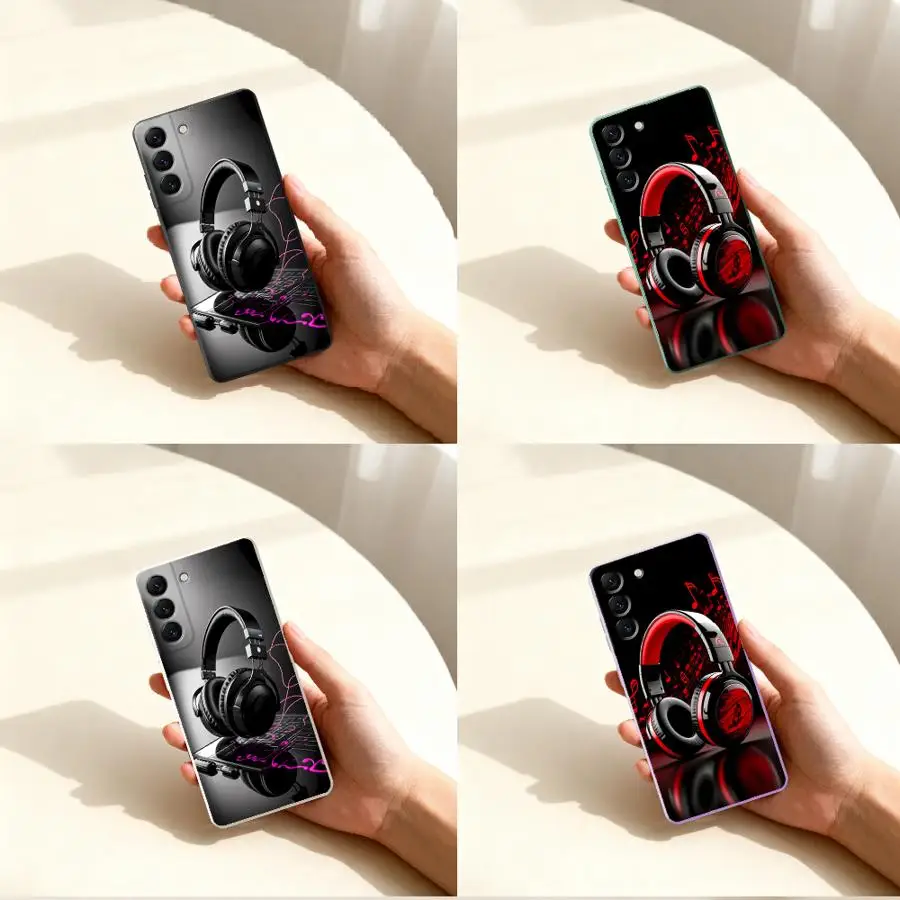 Case for Samsung Galaxy A03 A50 A56 A05 A53 A30s A20s A06 A02s A04 A71 A73 Phone Cover Neon Headphones Art