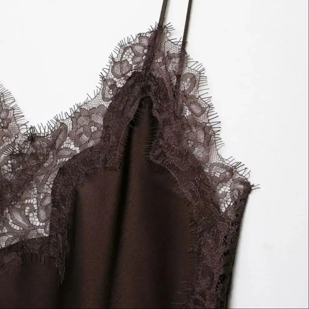 3色展開 2025 セクシー ホローアウト シースルー レース スプライス サテン スリングドレス レディース サイドスリット ヘム アシンメトリー ドレス バックレス ローブ