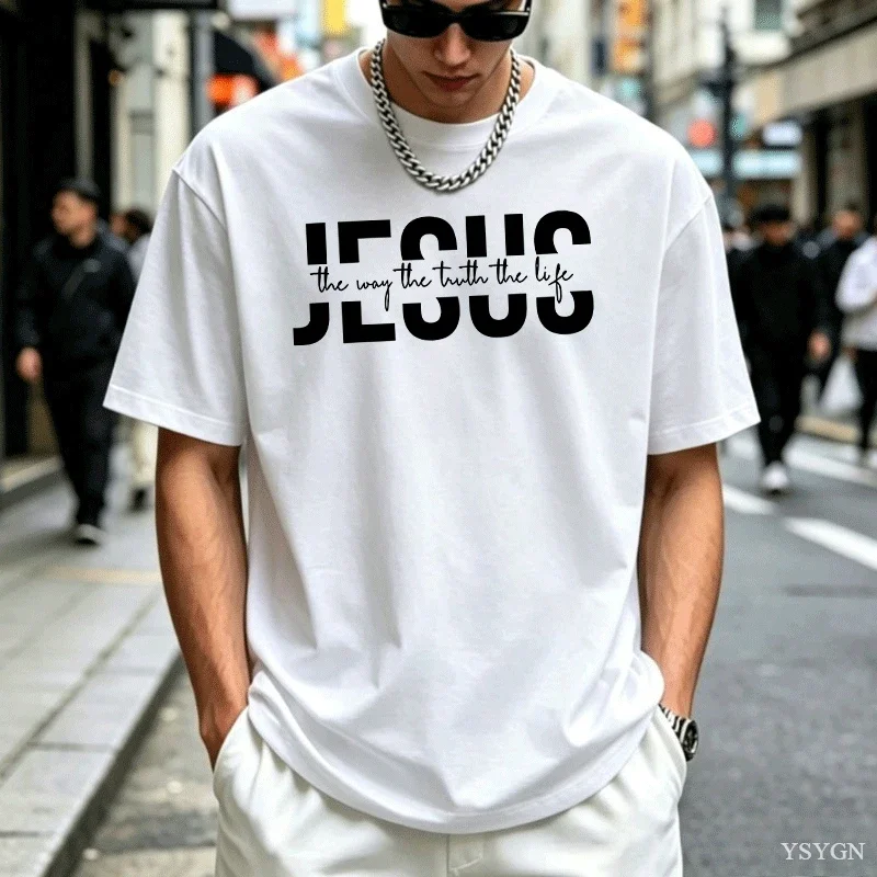 Jesus Religious T Shirt Christian Cotton T-shirt Casual Round Neck Cotton Short Sleeve Tshirt Men Women Printed Tees Clothing