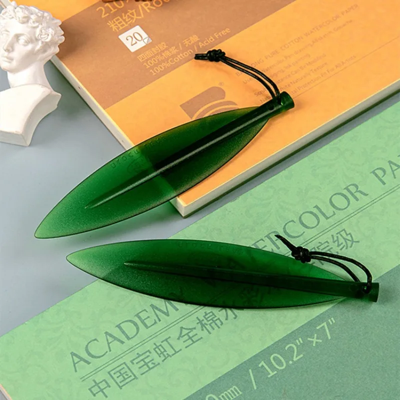 1pc Willow Leaf Shape Plastic Letter Opener Tool For Watercolor Pad, Plastic Envelopes Opener Bookmark Cut Paper Express Opener