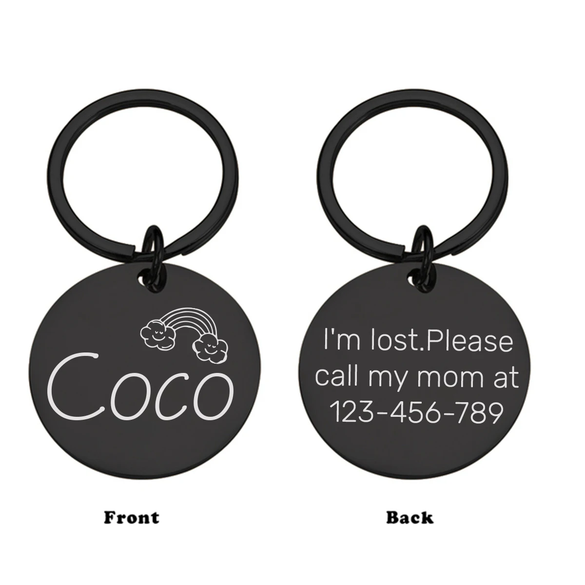 

1pc Creative cartoon rainbow cloud Custom Name and number Cat Dog ID Tag Name with Cute Symbols Customized Dog Collar With Name