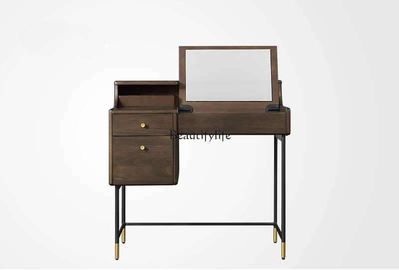 

Solid wood flip dresser master bedroom storage cabinet integrated walnut makeup table