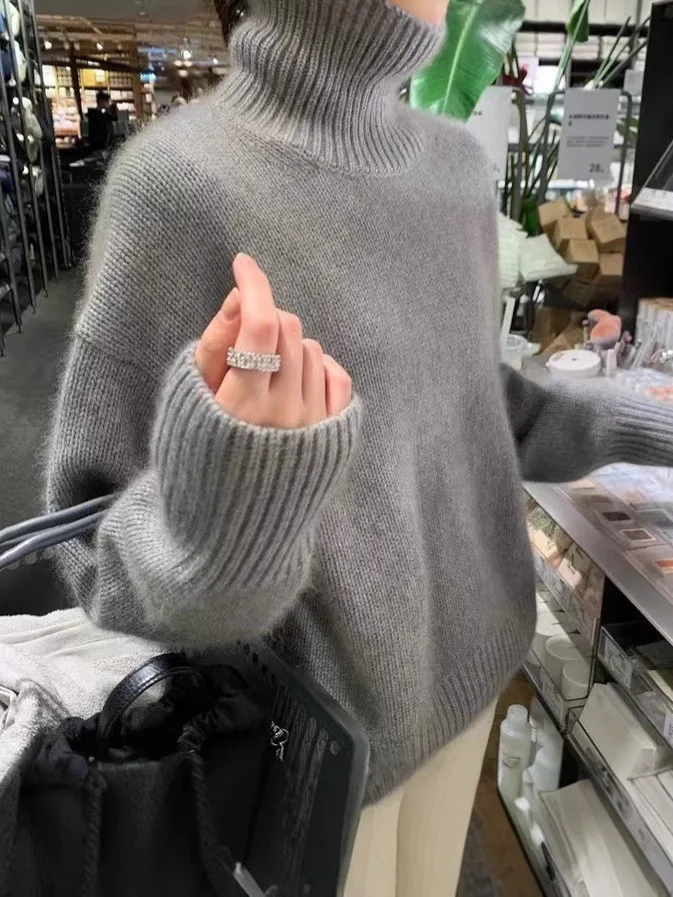 

RelaxedOversized Sweater Extra Long Turtleneck Sweater Extraordinarily Plush Cozy Knitwear Korean Minimal Elegant Pullover