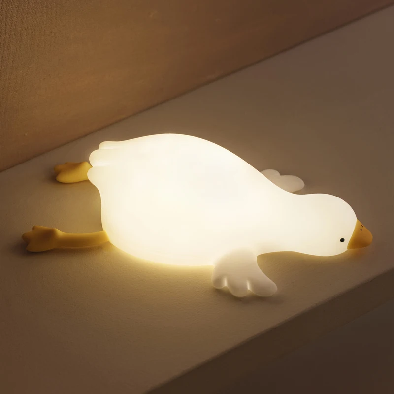 Cute goose Night Light Animal bedroom decor Lamp Soft Silicone Touch NightLight for Kids gifts