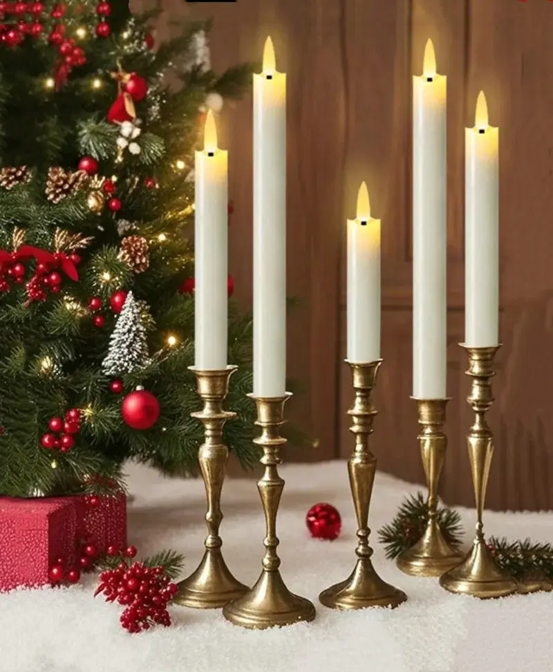 Decorative Led Taper Candles Remote Controlled Waxy Flameless Led Stick Candle Flickering Battery Operated 3D Flame Home Decor
