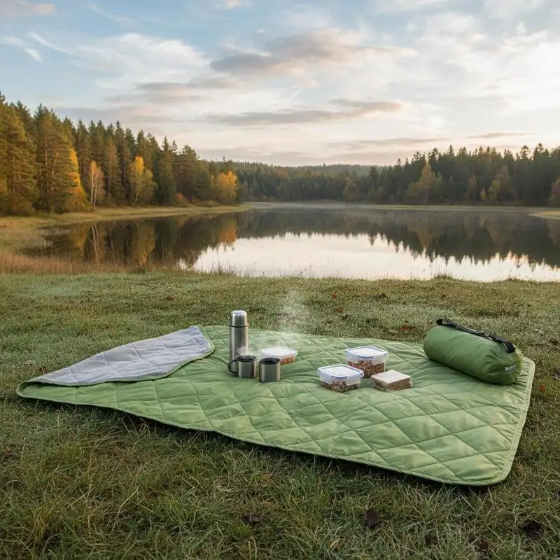 

Camping Blanket, Large Warm Stadium Blanket, Waterproof & Windproof, 330GSM Polyester Fleece, Flame Retardant, Great for Outdoors, Picnics, Hiking, Sports Events, Travel, 82" x 55", Bicolor