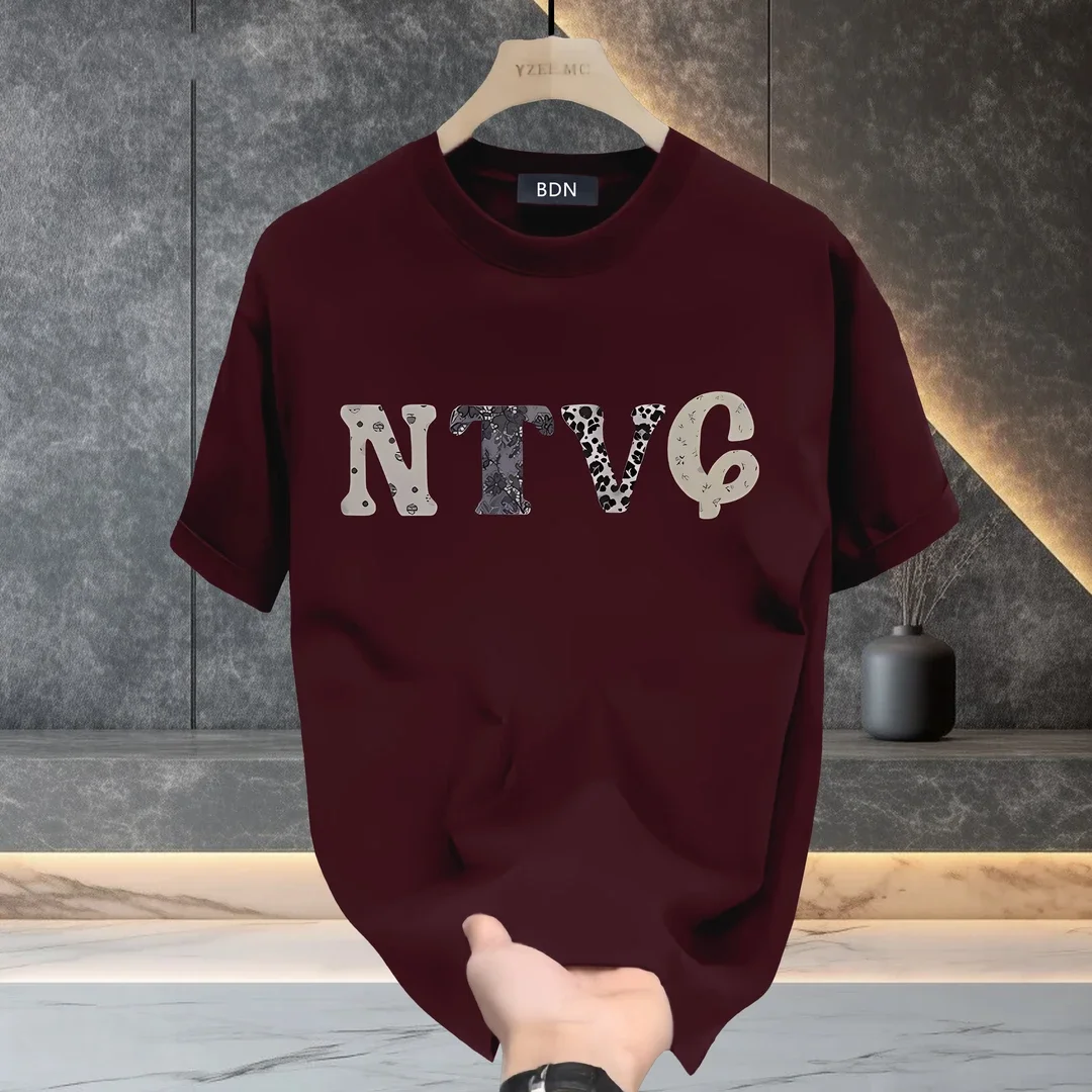 

Pure Cotton ort Sve T-irt Retro American Letter Print f Sve ex Summer Top Breathable Comfortable Youthful Sle