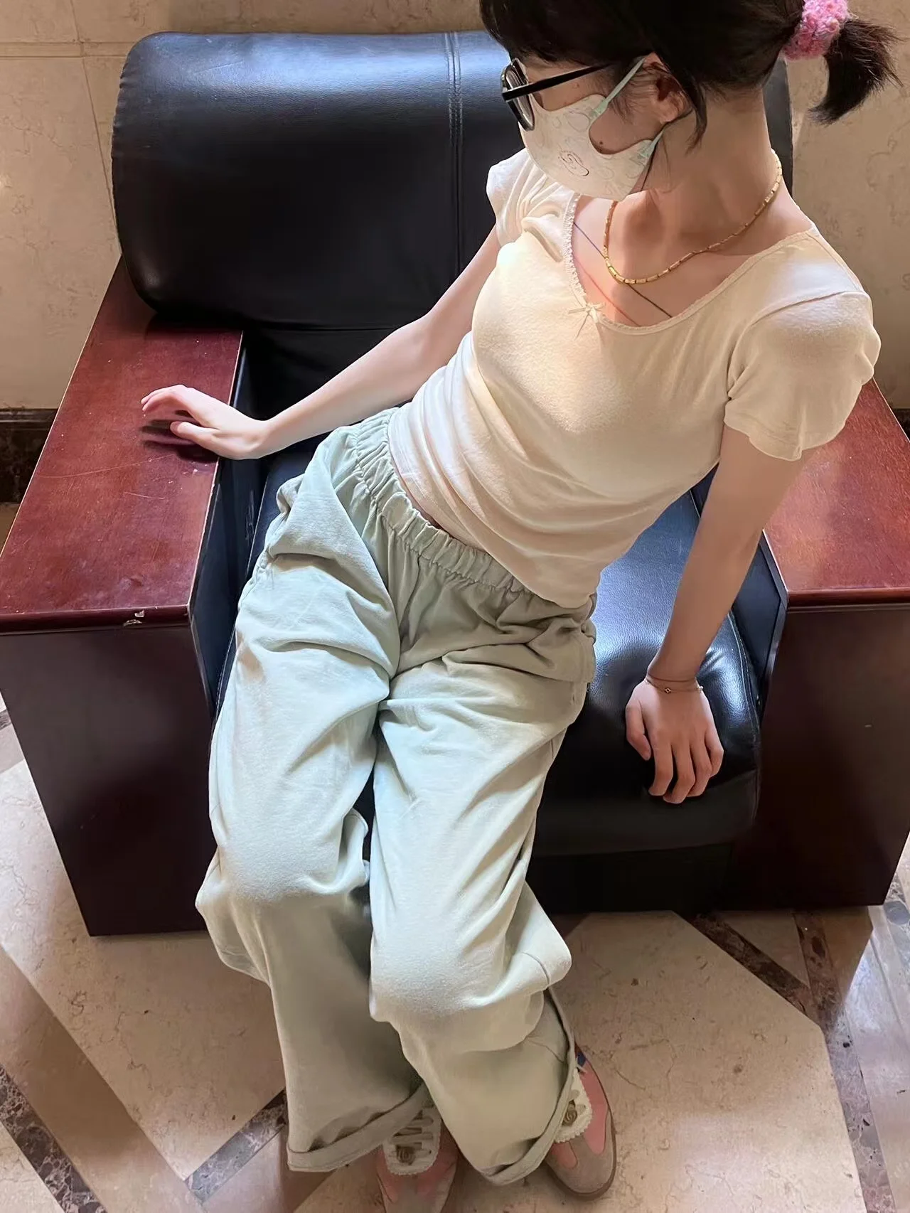 

Mint een Elastic Waist Wide Leg Pants Women's Loose Casual Straight Leg Sports Sweatpants Comfortable Cotton Retro Sle