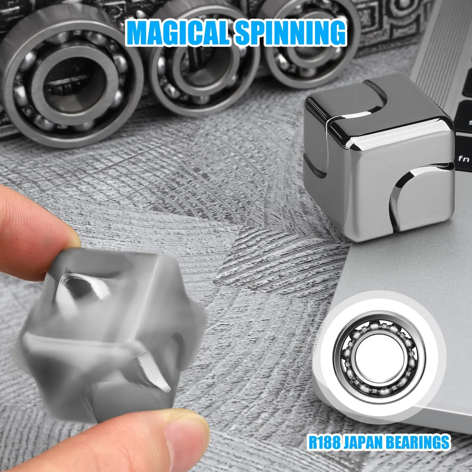 Metal Cube Rotating Fingertip Gyroscope Fidget Anti Stress Toys Adult Office Home Travel Portable Spinner Toys Christmas Gifts