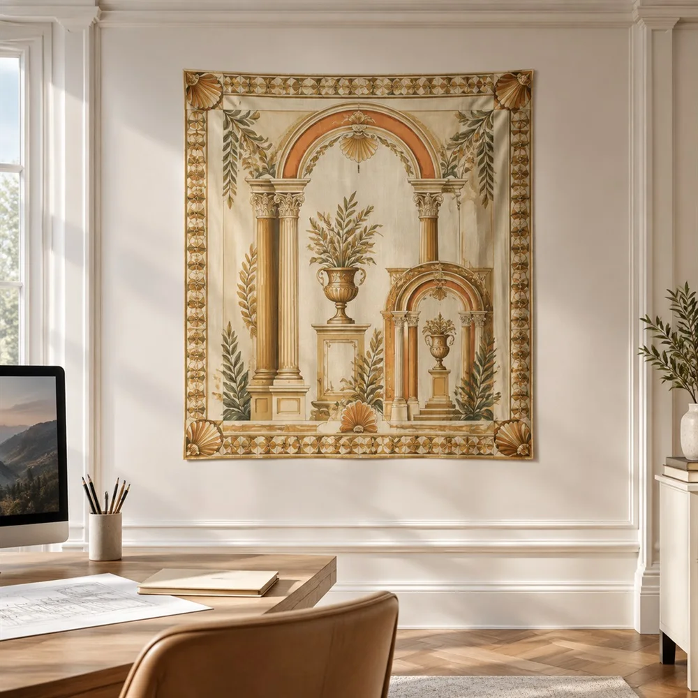 VIKAMA Column and Arch Clustered Groups Tapestry Wall Hanging, Neoclassical Wall Decor Tapestries for Living Room Bedroom