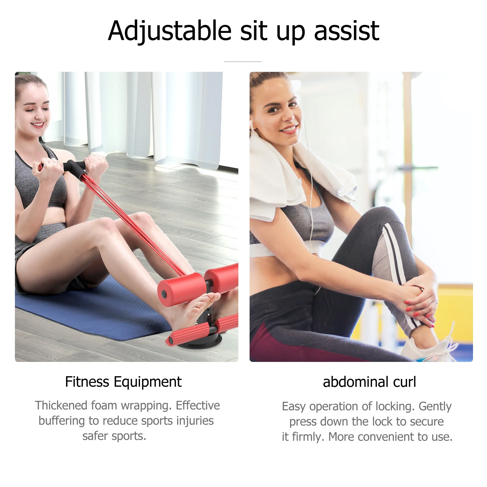 

Sit-Up Assist Adjustable Fitness Equipment Thickened Wrapping Sweat-Absorbent Handle Multi-Function Spring Exerciser For Ab