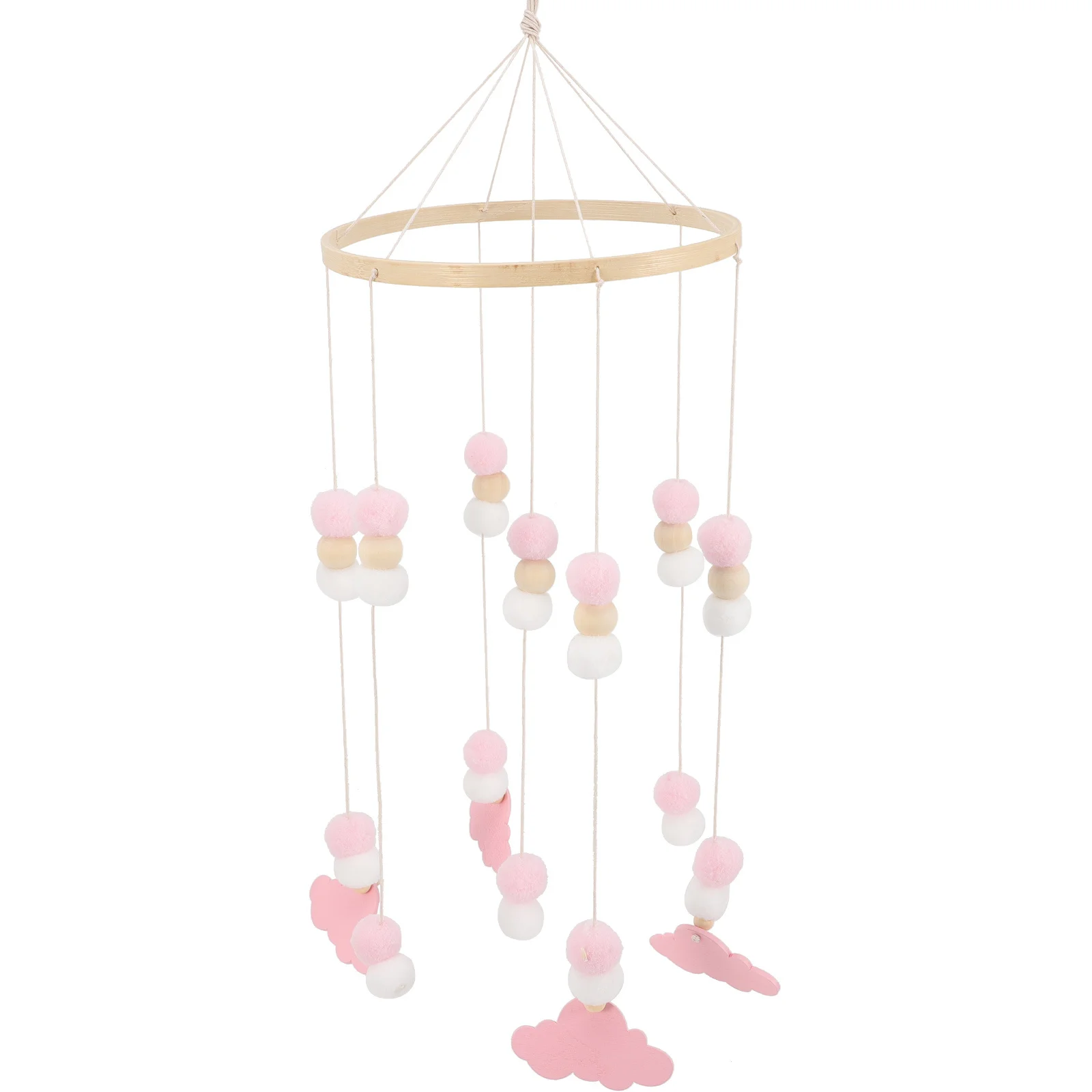 Houten kraal ster olifant babymobiel wieg hangende hanger kinderkamer decoratie wolk windgong blauw zilveren kerstballen