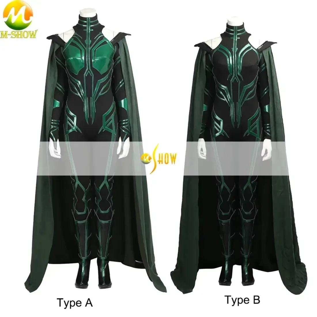 Hela Cosplay Costume Green Jumpsuit with Cape Boots Women Outfit for Halloween Carnival Party