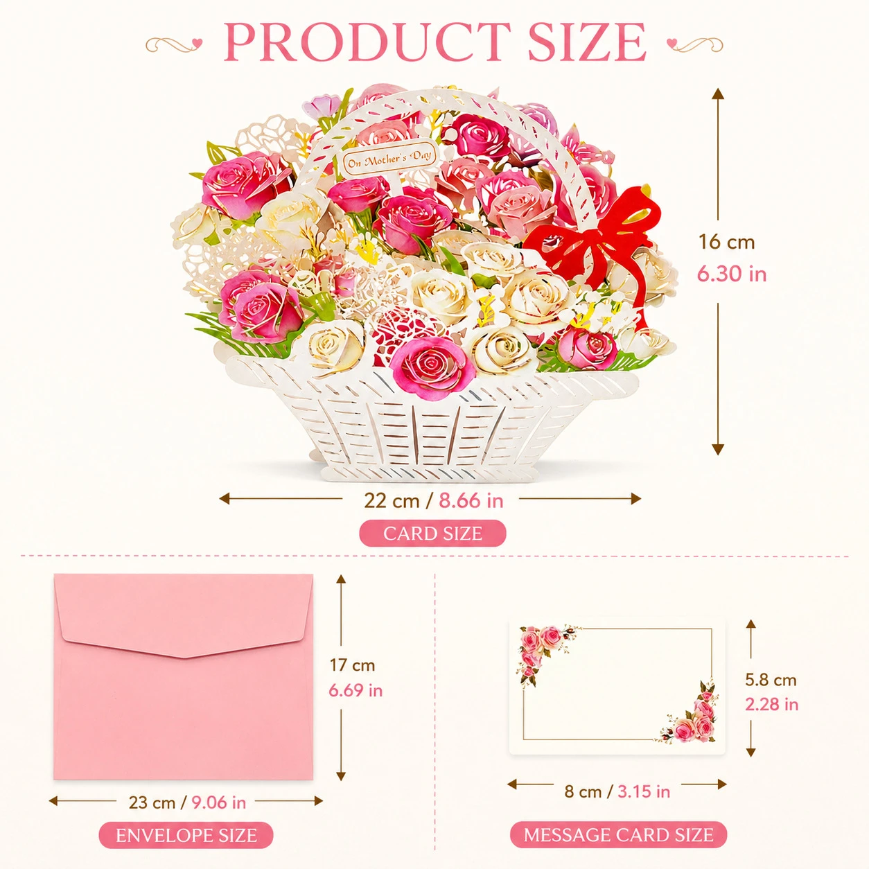 3D Pop-Up Greeting Card: Rose Bouquet for Birthdays, Valentine's Day, and Teacher's Day; Paper Cutout Ornament with Envelope