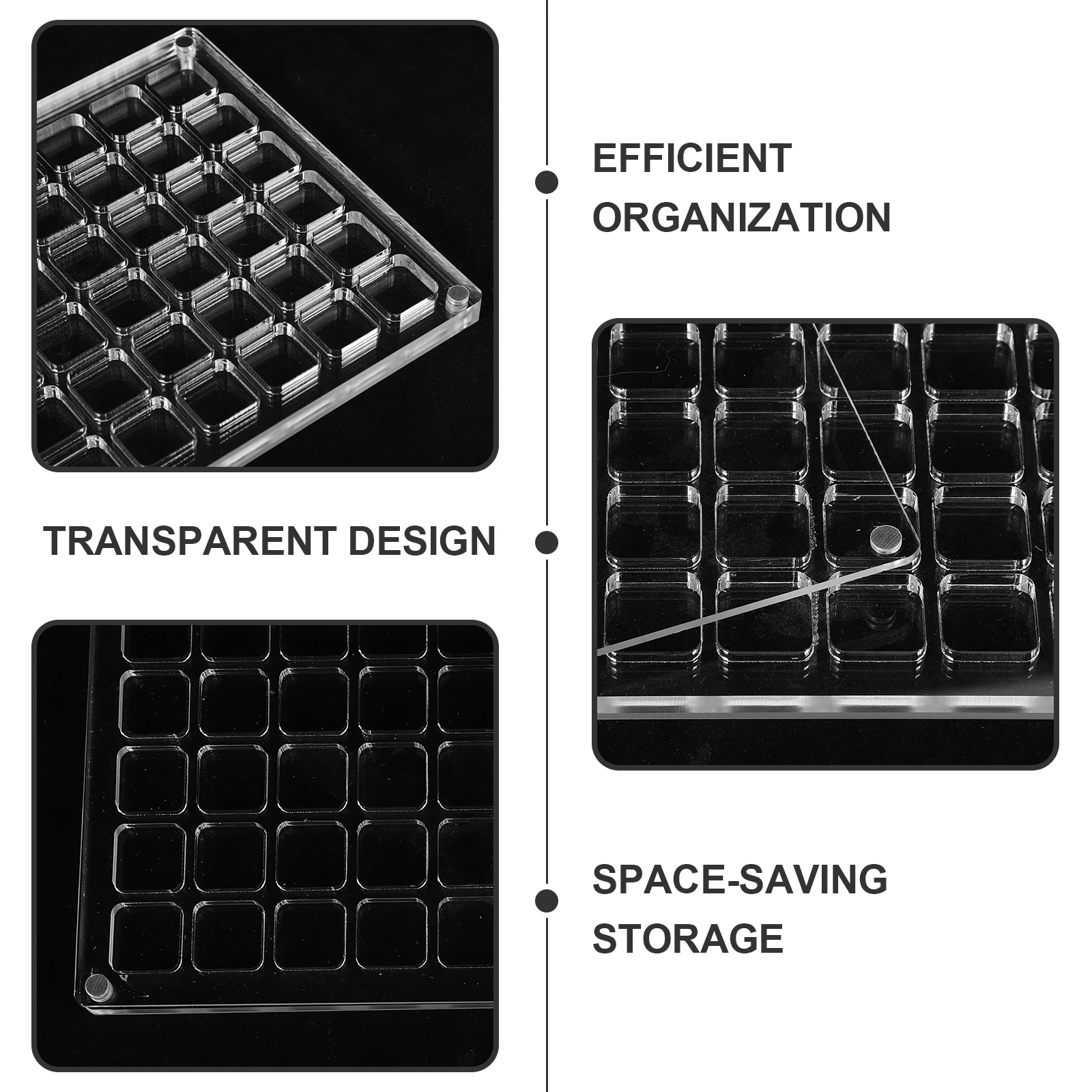 

66 Compartments Nail Drill Storage Box 15x15mm Transparent Acrylic Organizer for Nail Art Tools Beads Rhinestones Gems Charm