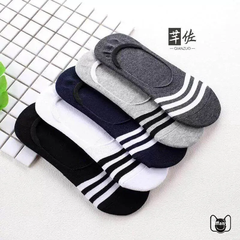 Men's Summer Anti-Odor Silicone Invisible Low-Cut Socks Slip-Resistant Home Comfort Cotton Boat Socks Thin Design Casual Wear