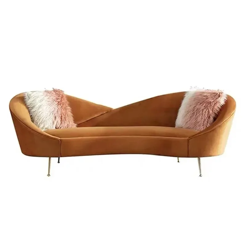 Girly Designer Living Room Sofas Aesthaetic Orange French Oversized Lazy Sofa Bedroom Lounge Luxury Couch Wohnzimmer Furniture