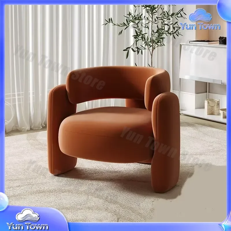 Modern Simple Velvet Casual Sofa Chair for Small Apartment Wool Cover Eco-Friendly Durable Sponge Filled Metal Legs