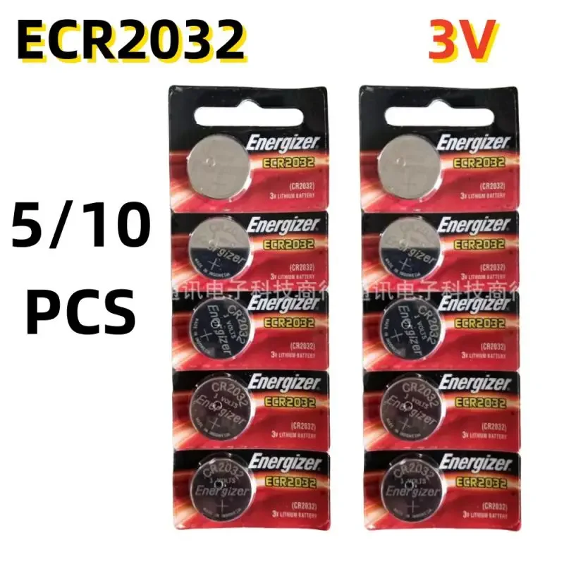 Batería de litio Original 3V ECR2032, 5 uds., para reloj con Control remoto de coche, placa base, botón de escala, pilas de moneda